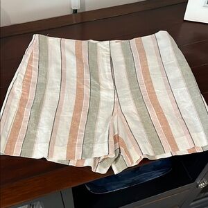 Rachel Zoe Cream and Tan Bermudas Relaxed Fit